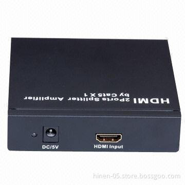 HDMI 2 Ports Splitter Amplified by Cat5 x1, Supports Highest Video Resolution 1080p